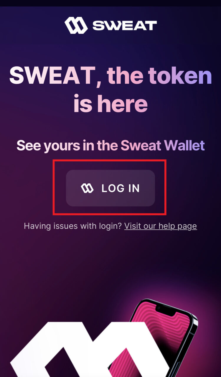 sweat walletへのログインボタン
