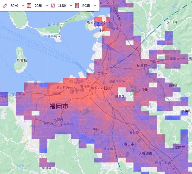 福岡家賃相場マップ